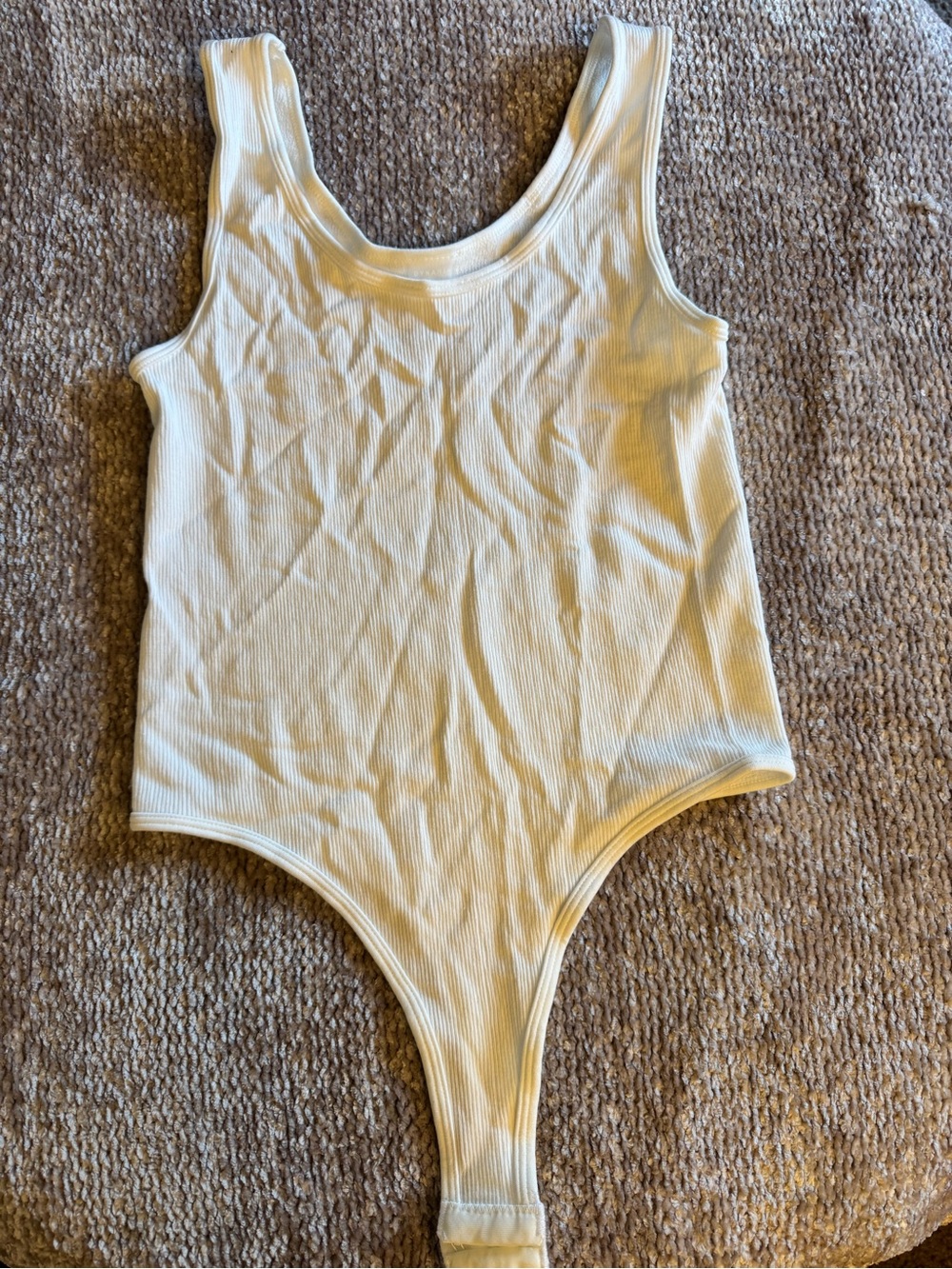 White Ribbed One-Piece Bodysuit